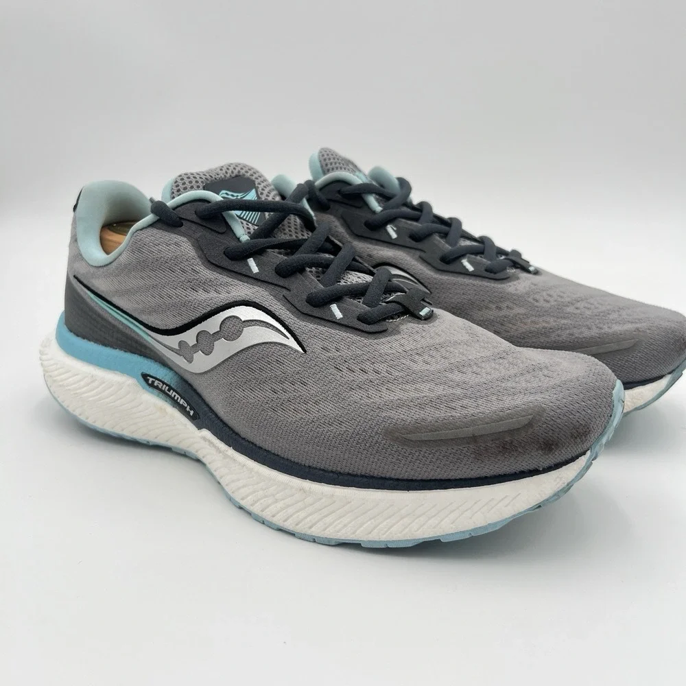 Saucony Triumph Women's Running Shoes Gray Blue Mesh Size 11.5 Medium
